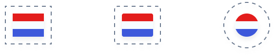 Example with regular, rounded and circular flags.
